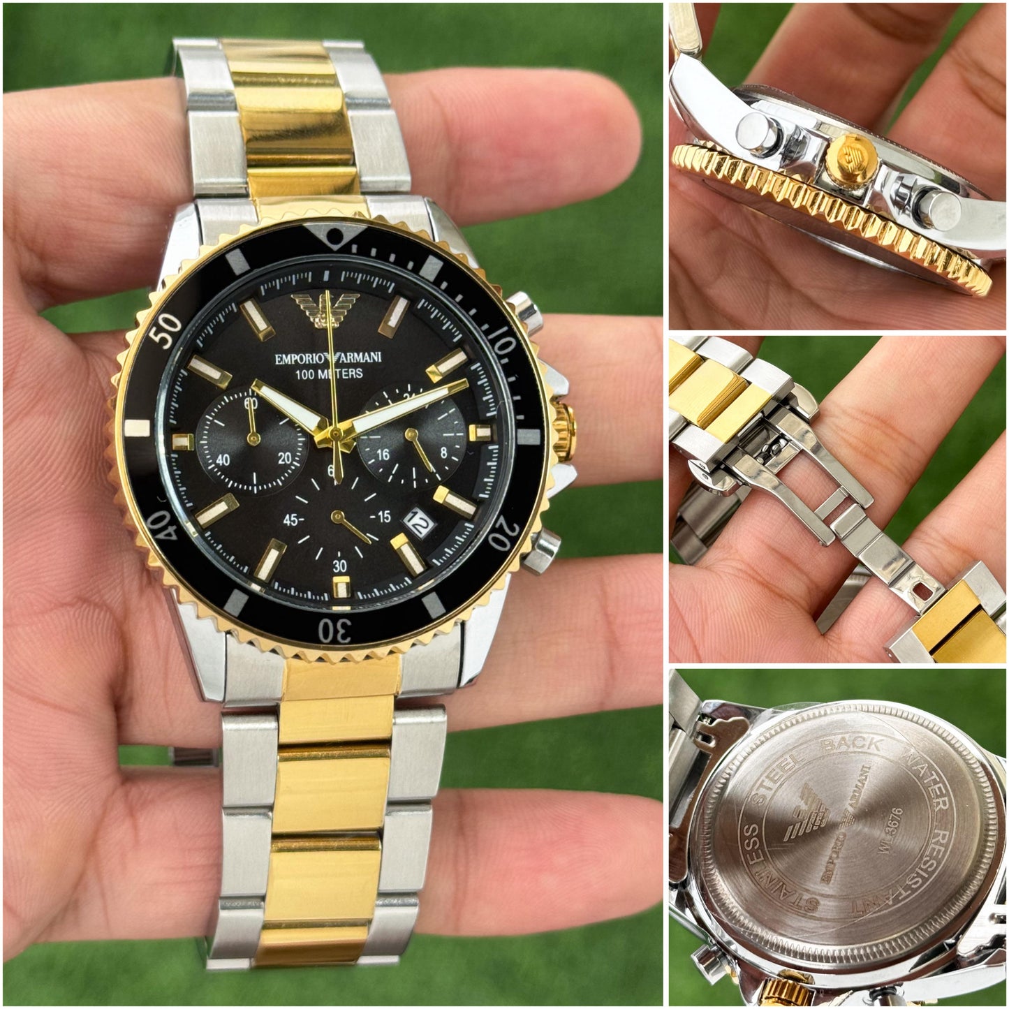 Armani Two tone stainless metal with black dail