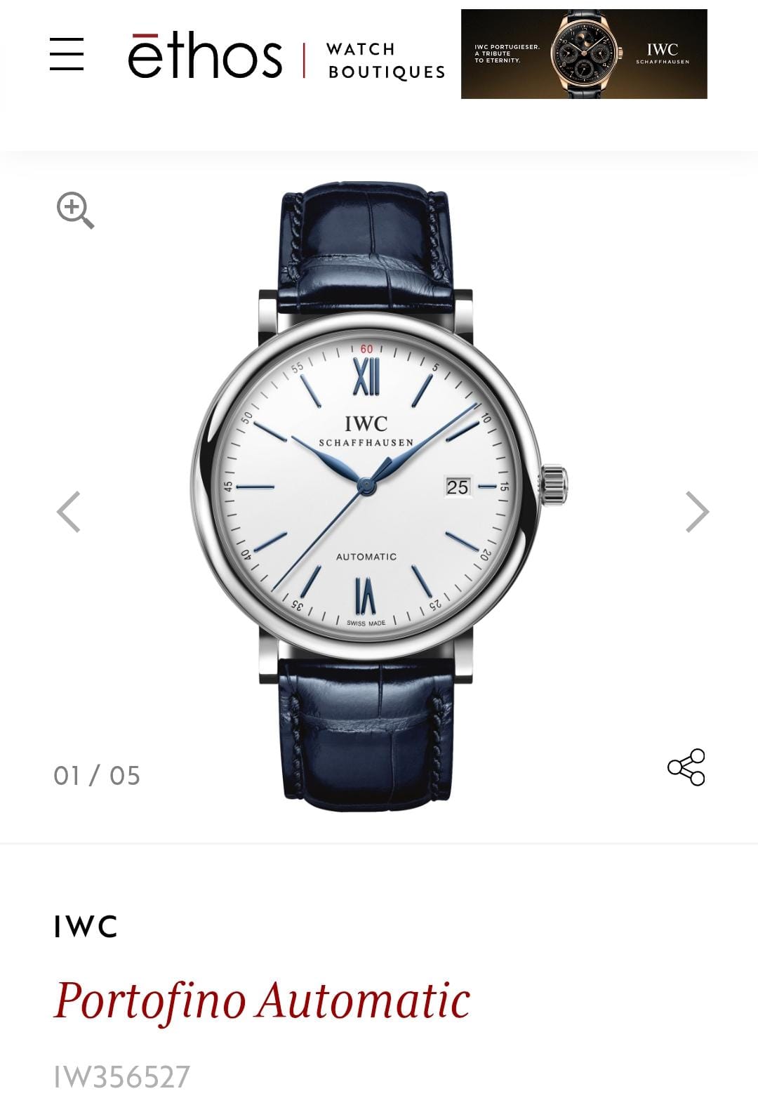 IWC Schaffhausen Portofino Men's Automatic Blue