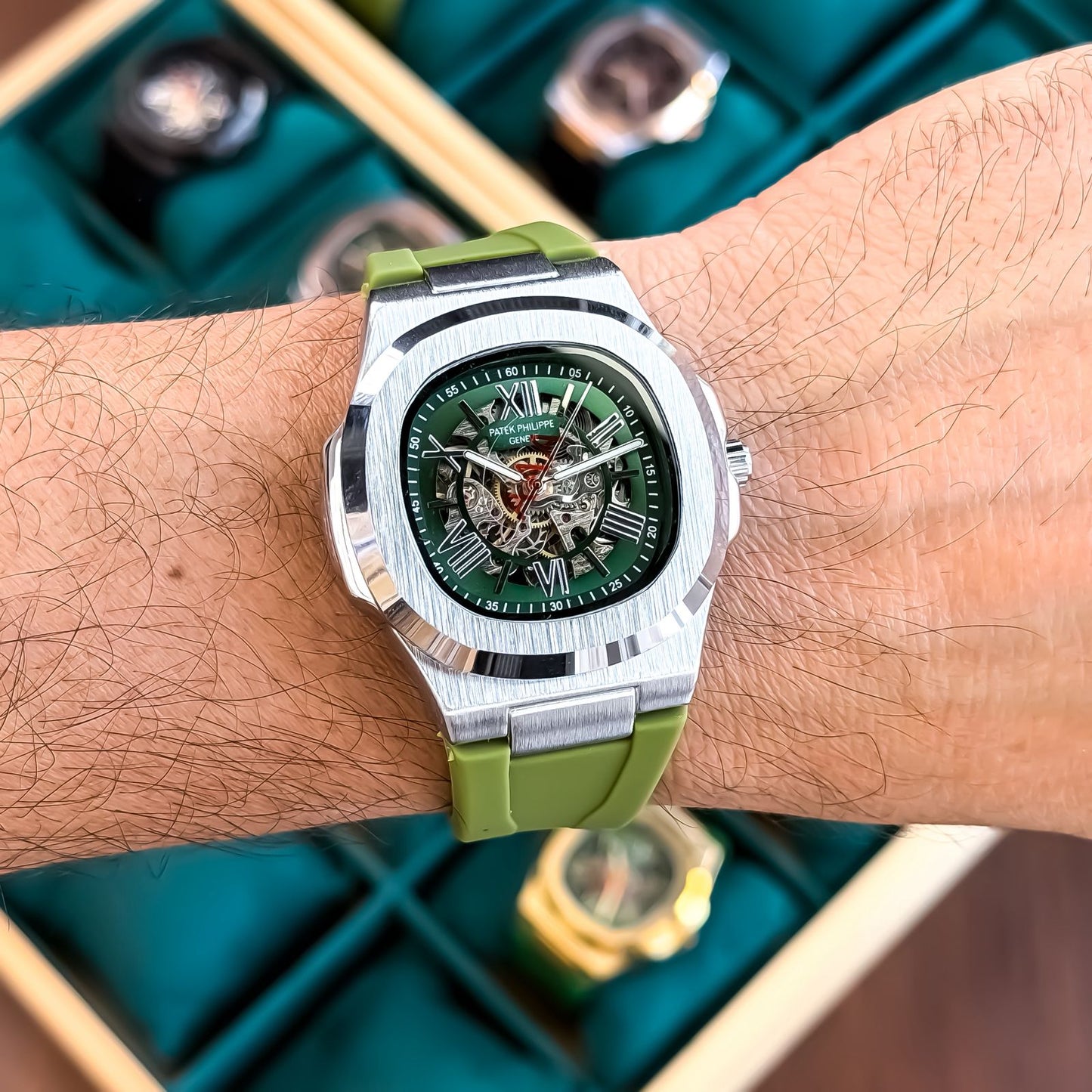 Patek Nautilus Automatic Silver Green