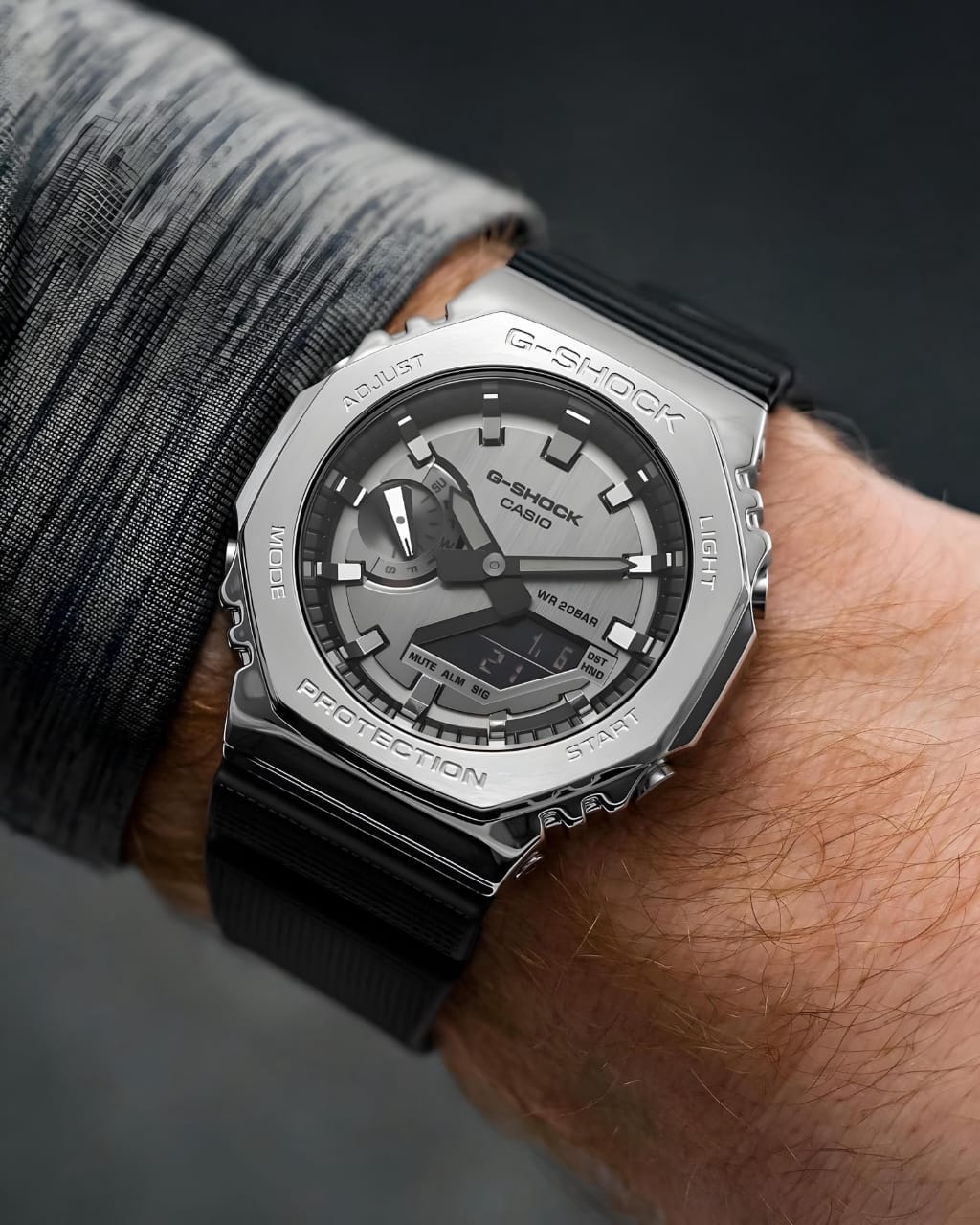 G-Shock GM2100 with silver metal body