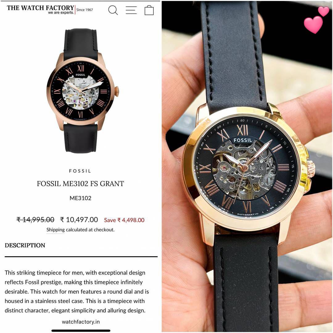 FOSSIL Roman Figures & Tourbillon Back Open Automatic Movement