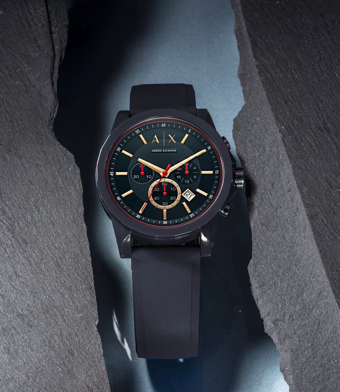 Armani Exchange With Dark Grey styling rubber strap