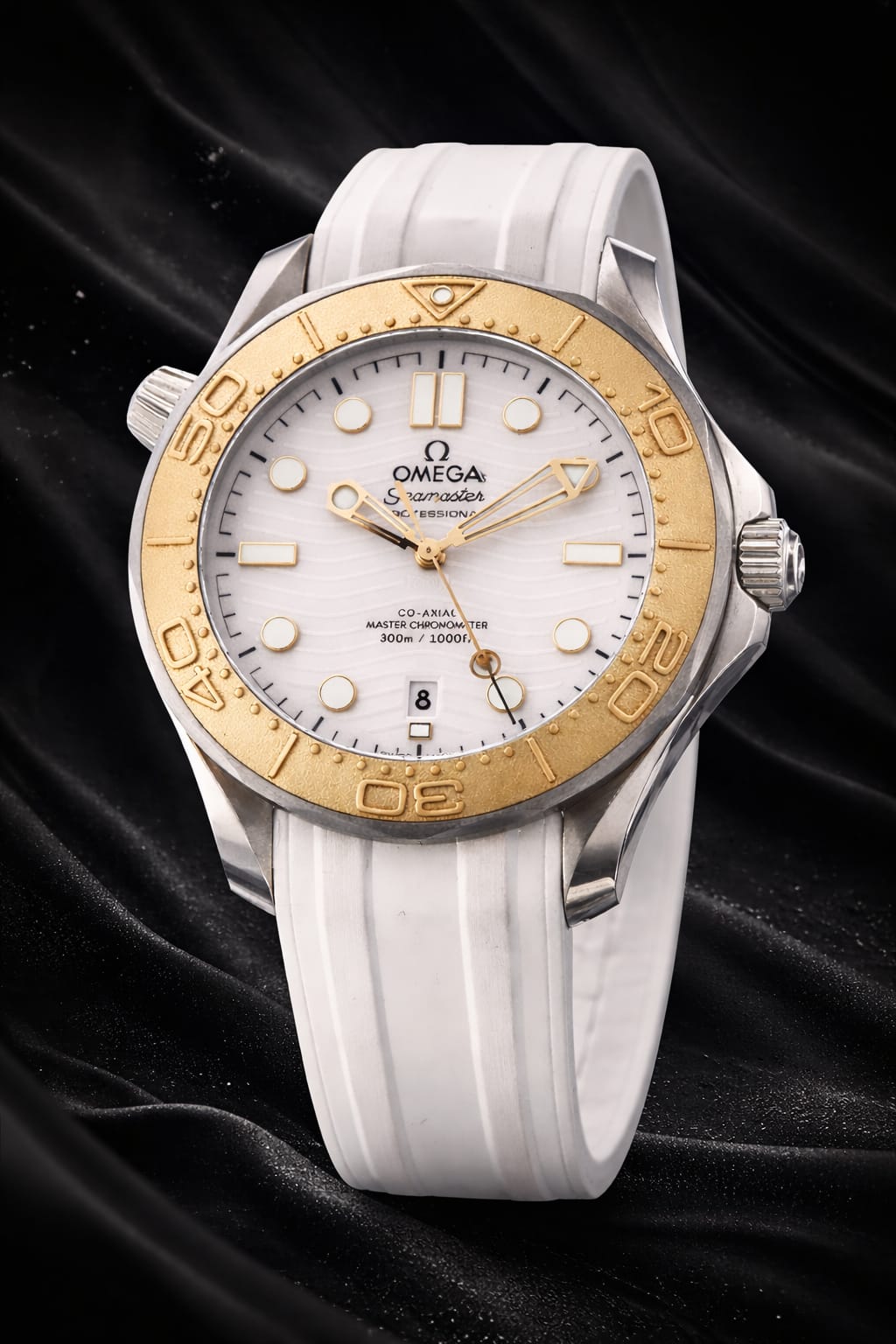 Omega Seamaster Diver 300M 'Paris 2024' Special Edition watch with a white dial and white rubber strap*