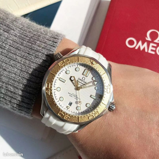 Omega Seamaster Diver 300M 'Paris 2024' Special Edition watch with a white dial and white rubber strap*